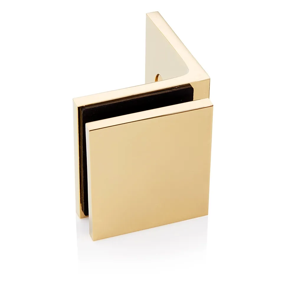 90 Degree Glass to Wall Bracket - Polished Gold